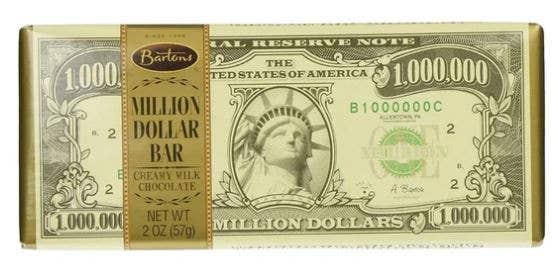 Bartons Million Dollar Creamy Milk Chocolate Bar, 2oz 12ct