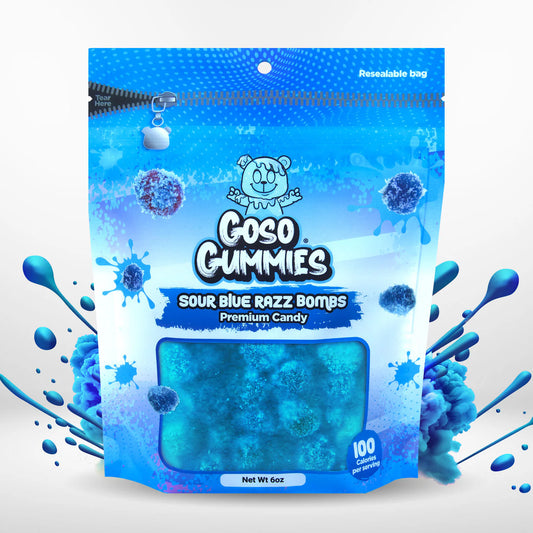 Goso Gummies Sour Blue Razz Gusher Bombs 6oz Bag